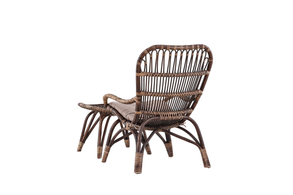 Garten-Loungesessel Neapel - aus Bambus und Rattan in Walnussbraun