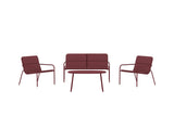 Garten Loungeset Abil – 4-teilig in Rot mit Sofa, Sesseln & Tisch