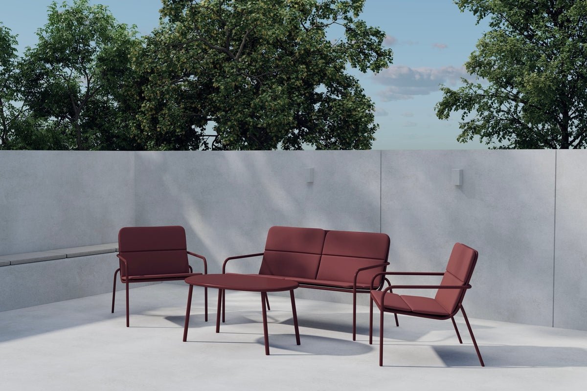 Tuin Loungeset Abil – 4-delig in Rood met bank, fauteuils & tafel