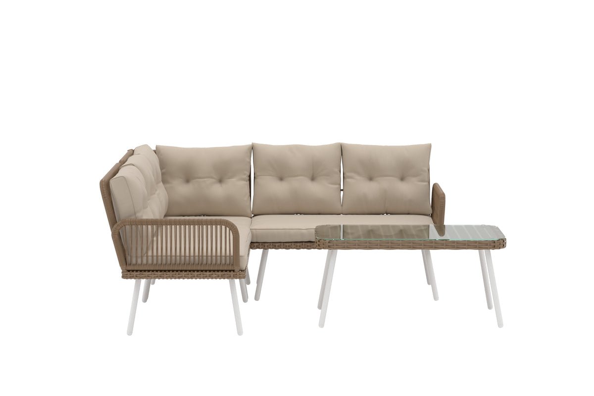 Garten Loungeset Aiko – 2-teiliges Set mit Tisch aus synthetischem Rattan