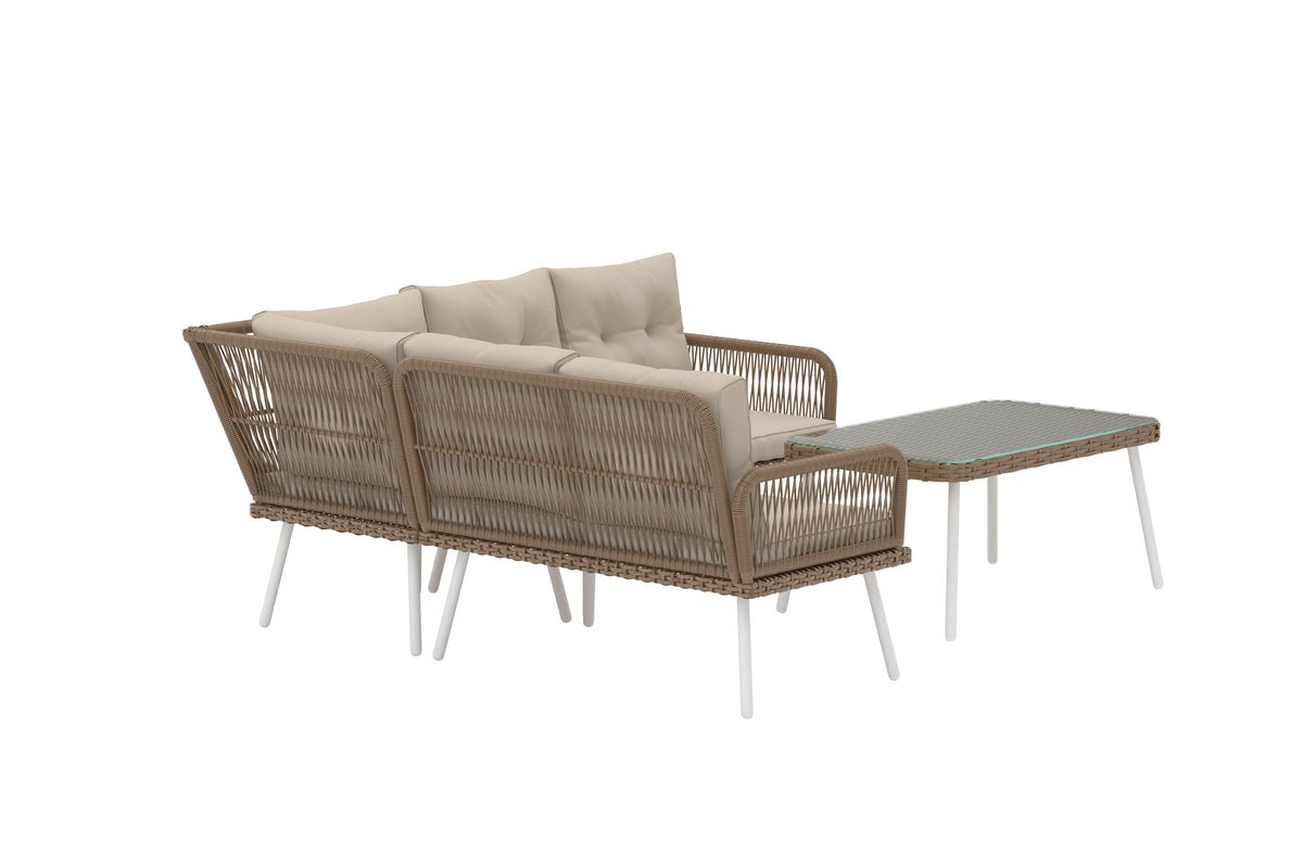 Garten Loungeset Aiko – 2-teiliges Set mit Tisch aus synthetischem Rattan