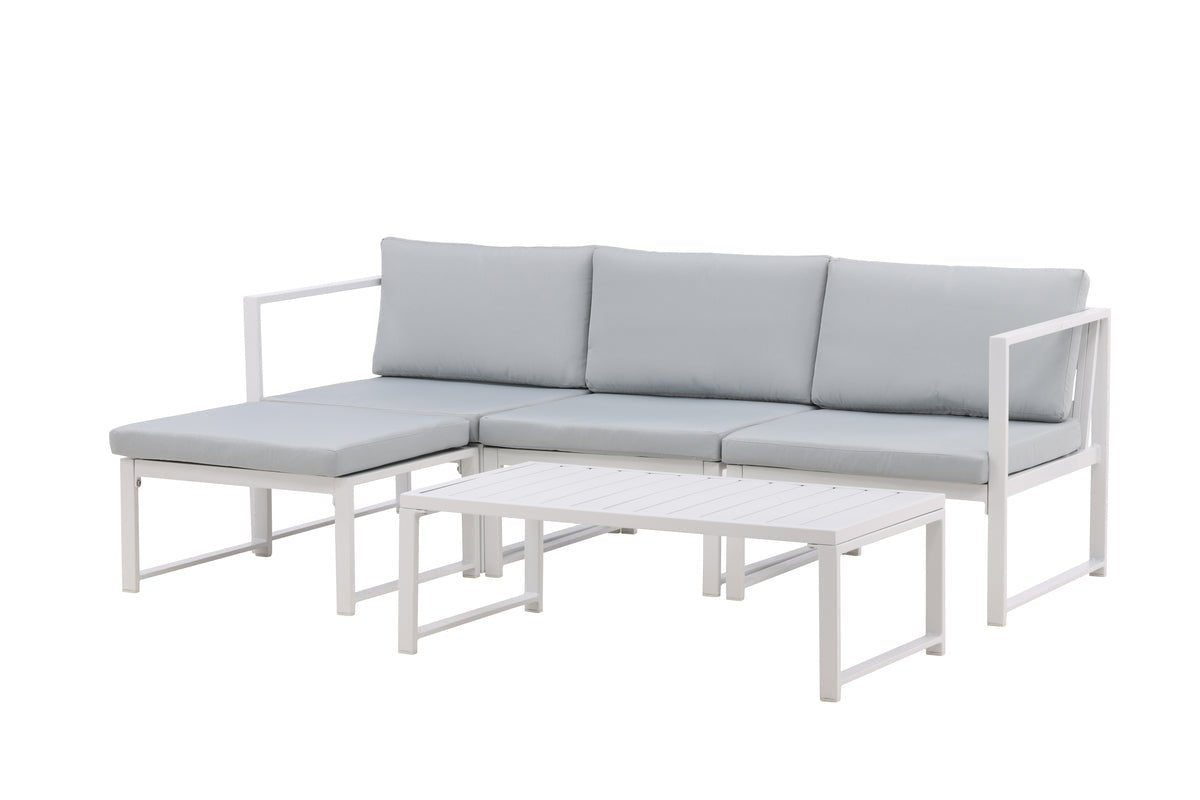 Garten Loungeset Alicia – mit hellgrauen Kissen & Couchtisch