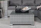 Garten Loungeset Amelia – Polyrattan Sofa mit Tisch & Kissen in Grau