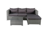 Garten Loungeset Amelia – Polyrattan Sofa mit Tisch & Kissen in Grau