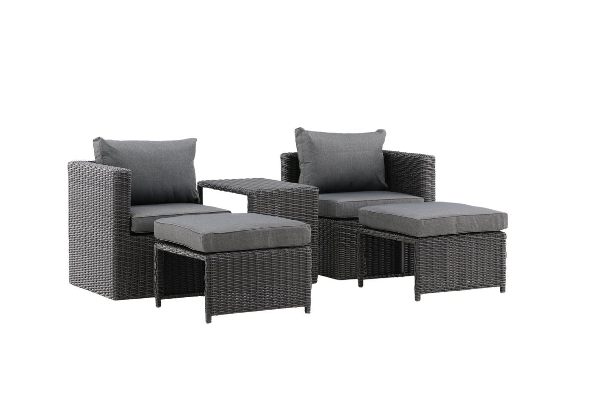 Garten Loungeset Dakar - aus schwarzem Kunstfaser-Rattan
