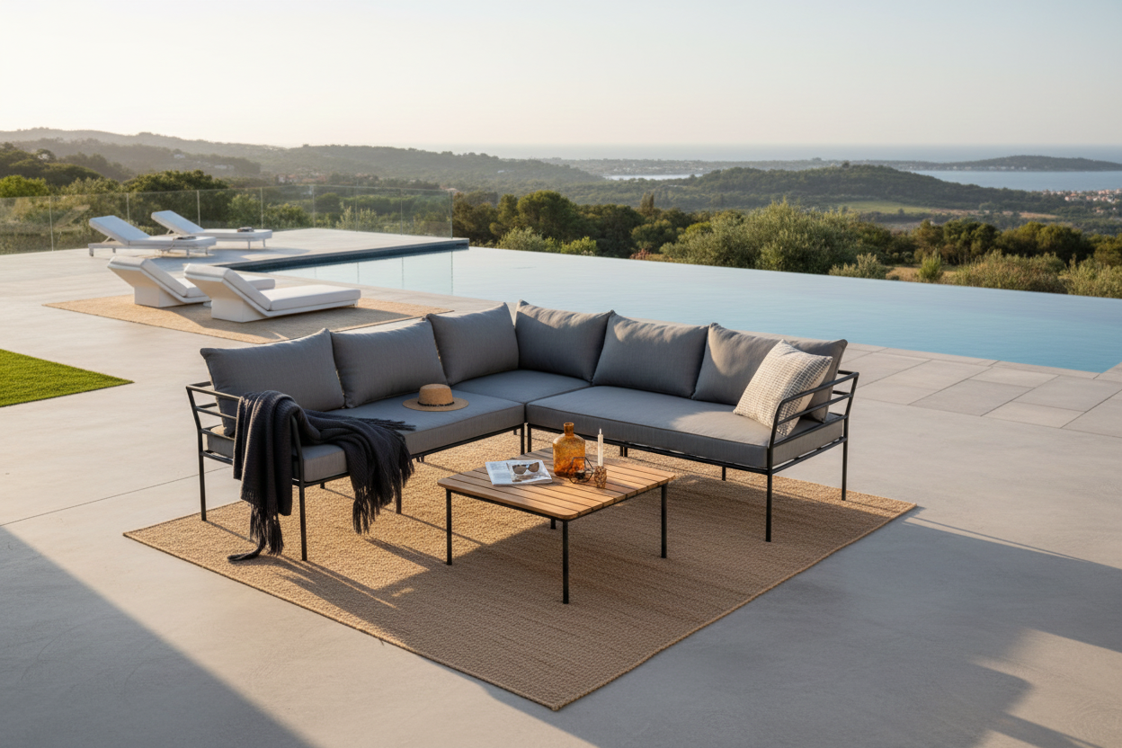 Tuin Loungeset Felicita – Hoekbank met 4 zitplaatsen en salontafel