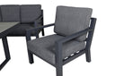 Garten Loungeset Kreta – 4-teiliges Set mit Tisch & dunkelgrauen Kissen