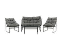 Garten Loungeset Marvella – 4-teiliges Outdoor-Sofa-Set in Schwarz mit Polstern