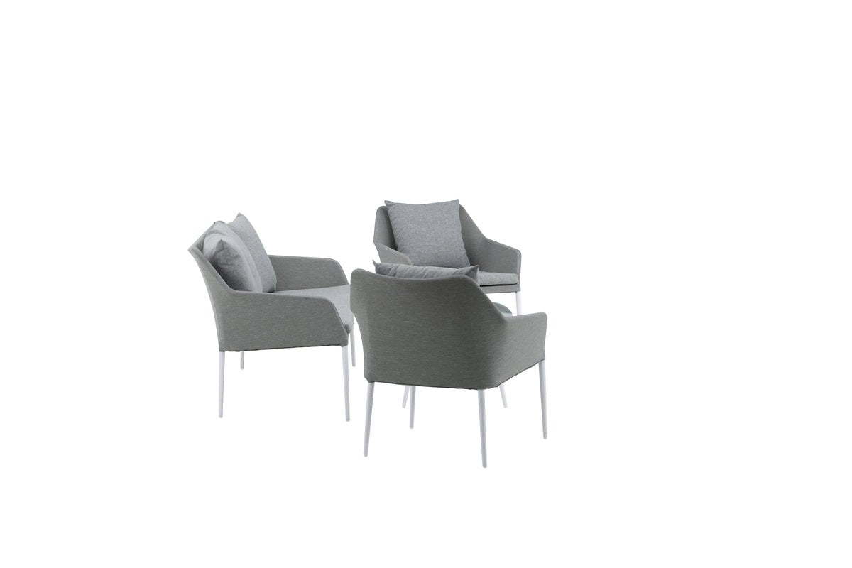 Garten Loungeset Morena - in Weiß mit grauem Stoff