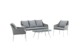 Garten Loungeset Morena - in Weiß mit grauem Stoff
