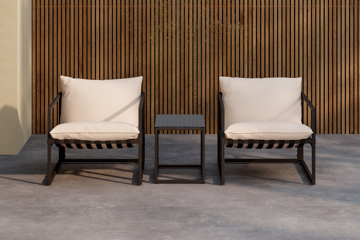 Tuin Loungeset Naomi – met glazen tafel & weerbestendige kussens