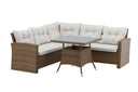 Garten Loungeset Olivia – mit Ecksofa & Glas-Couchtisch in zwei Farben