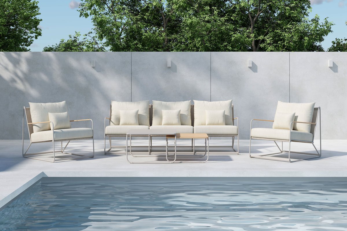 Tuin Loungeset Santorini – weerbestendig in mediterraan design met kussens