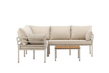 Garten Loungeset Sienna – 3-teiliges Outdoor-Sofa-Set in Beige mit Akazienholz-Tisch