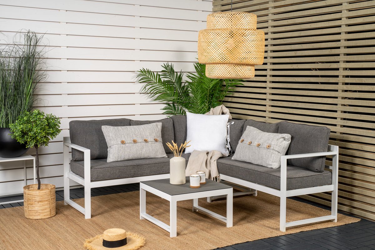 Garten Loungeset Tamara – in Grau mit Glasplatte für Terrasse & Balkon