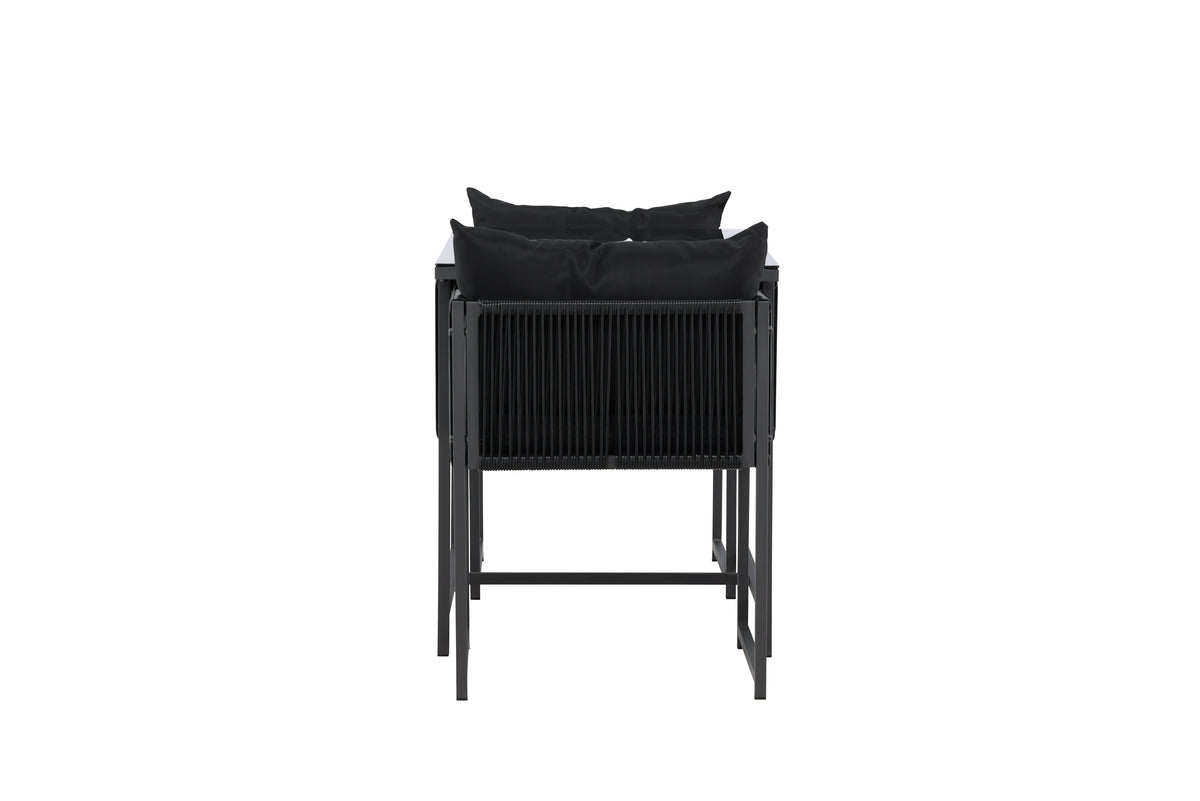 Garten Loungeset Velenzo – 3-teiliges Set mit 2 Stühlen in Schwarz