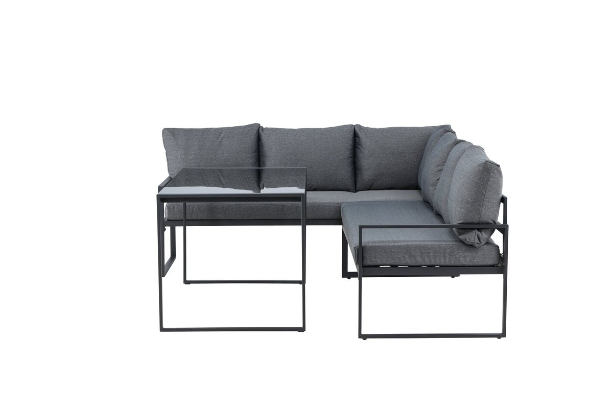 Garten Loungeset Zico – 3-teilig mit Glastisch in Grau