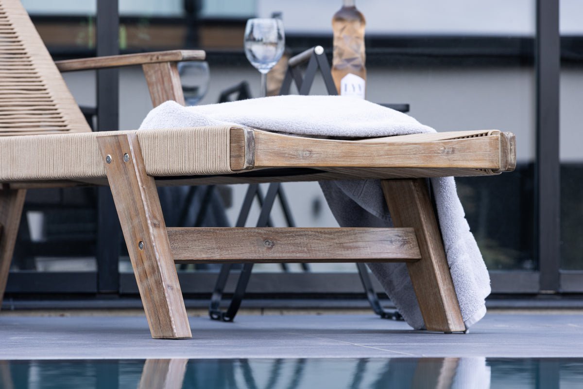 Garten Sonnenliege Ferano - verstellbar aus Akazienholz & Polyesterseil