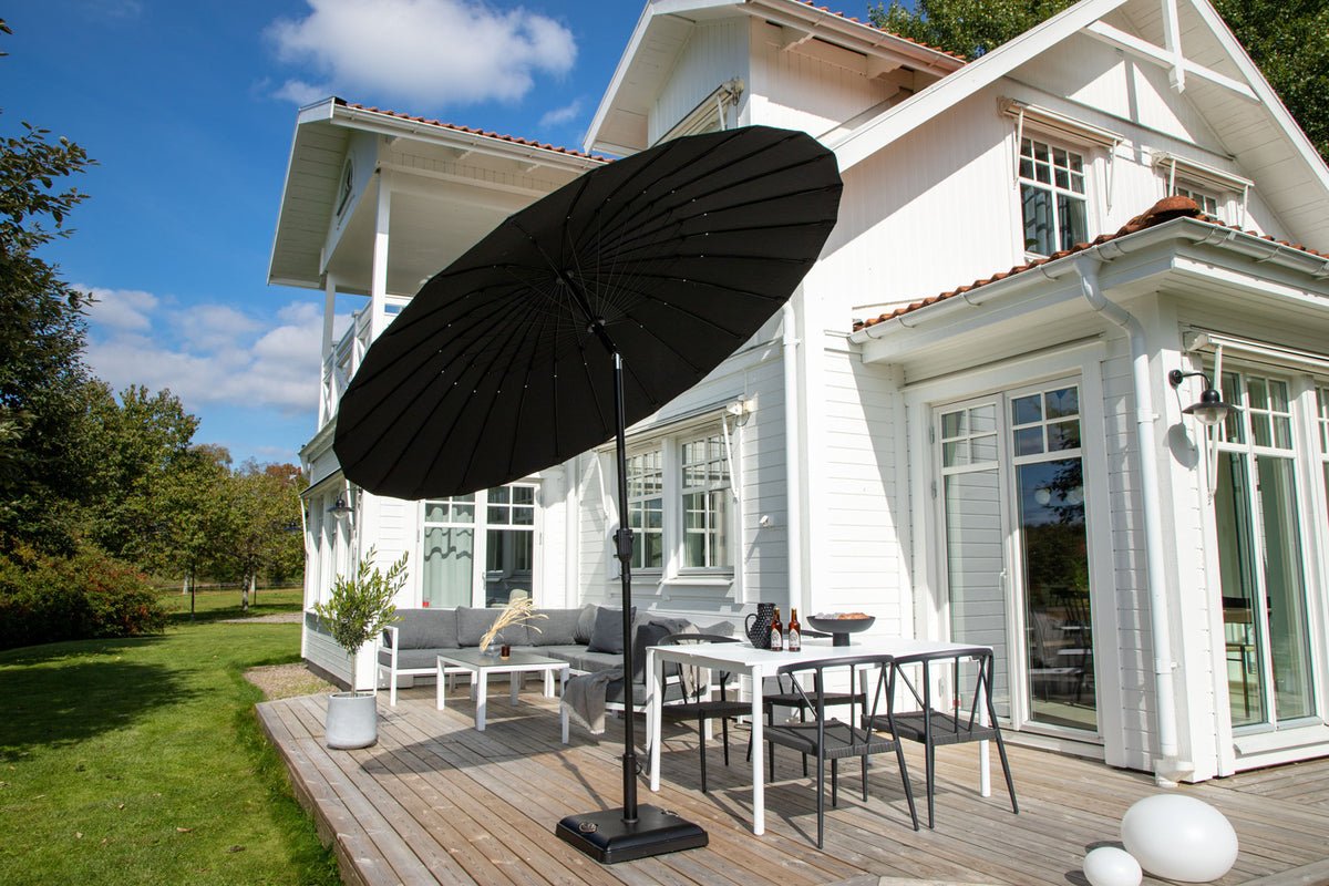 Garten Sonnenschirm Palma – Ø270 cm verfügbar in Weiß, Schwarz, Grau und Blau