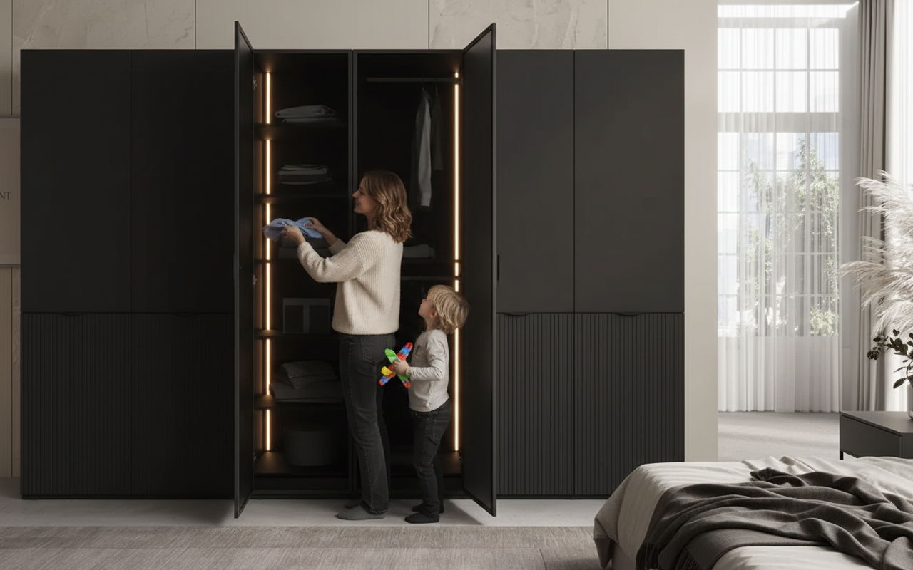 Luxe slaapkamer met op maat gemaakt bed