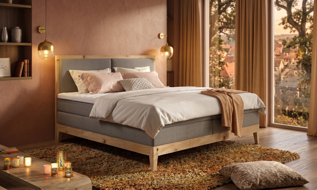 Design Boxspringbed/houten bed Ida van massief Eiken