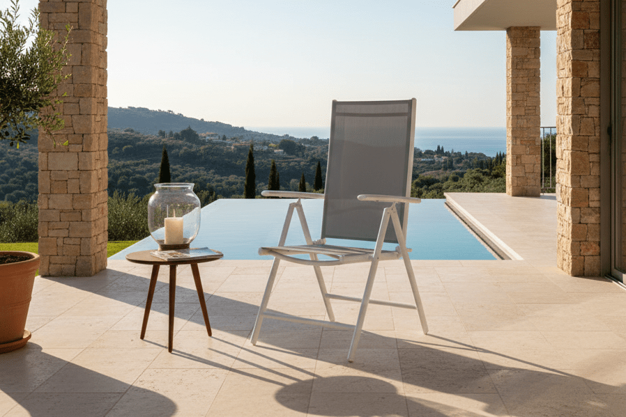 2-delige set tuinstoelen Awa - wit aluminium frame, zitvlak van Textilene, verstelbare rugleuning