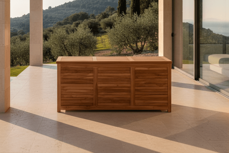 Tuin kussenbox Sorine - 60x130x50 van teakhout