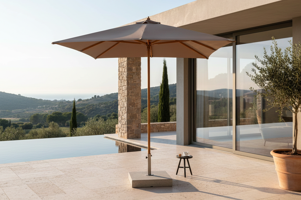 Zonnescherm Toscana 300x300 met houten frame