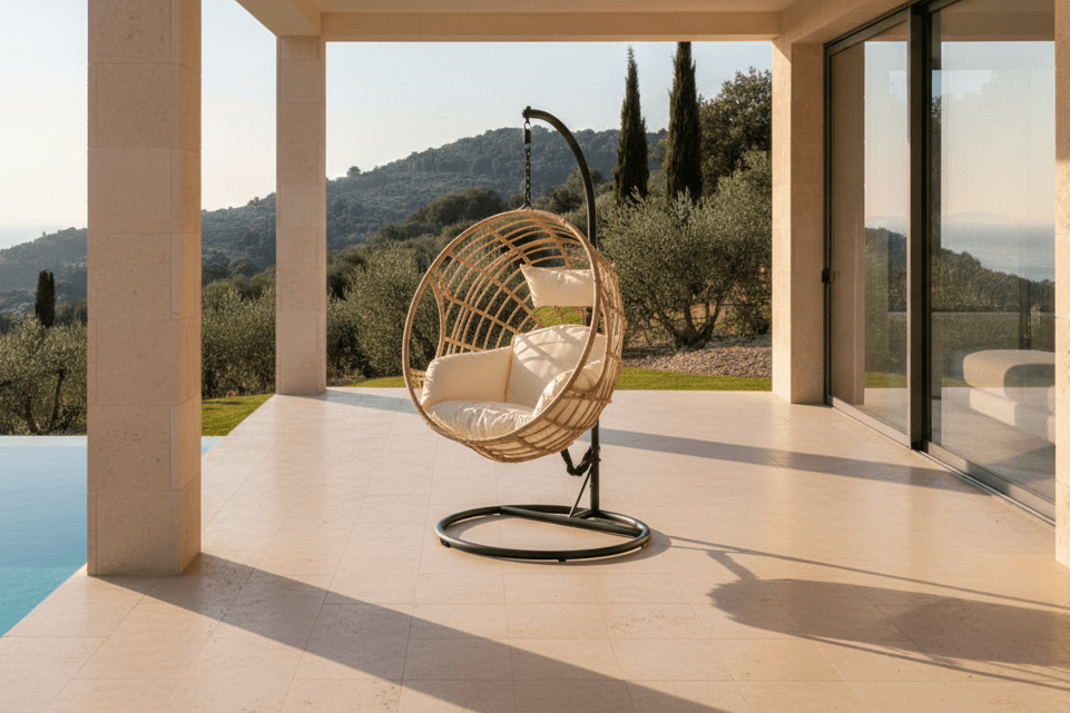 Tuin Hangstoel Mercy - van Rotan/Metaal in Naturel