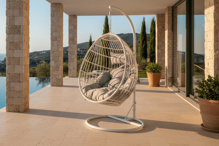 Tuin Hangstoel Vegas - van Rattan/Metaal in Wit