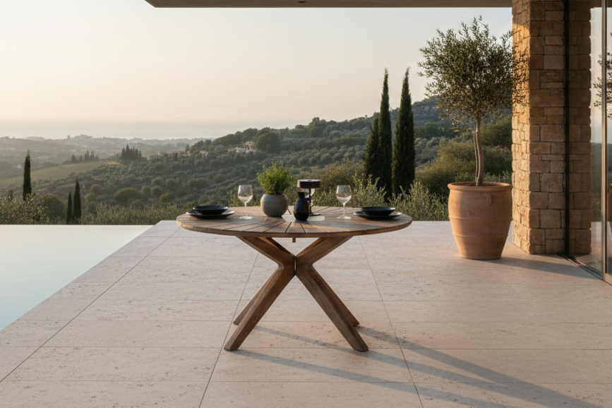 Tuin Eettafel Rose - Ø 140cm van bruin acaciahout