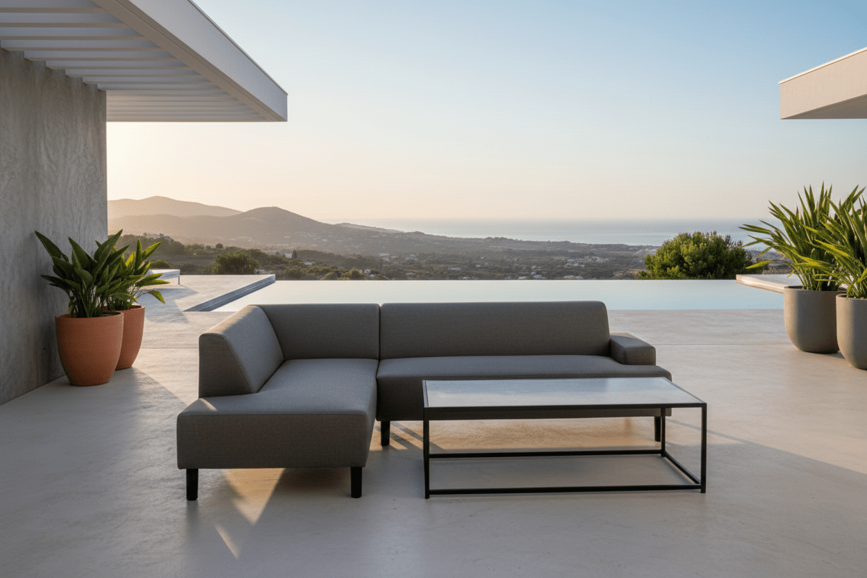 Tuin Loungeset Kreta – met waterafstotende Stof & tafel, UV-bestendig