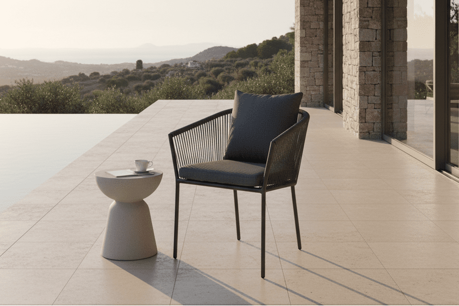 4-delige set - Tuinstoel Tavira Zwart/Grijs