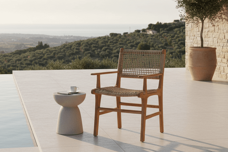 Tuinstoel Capri met armleuning van teak