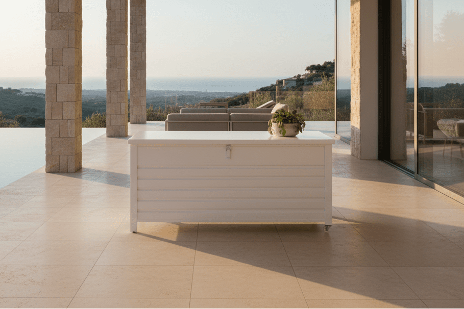 Tuin kussenbox Erika - Van wit aluminium