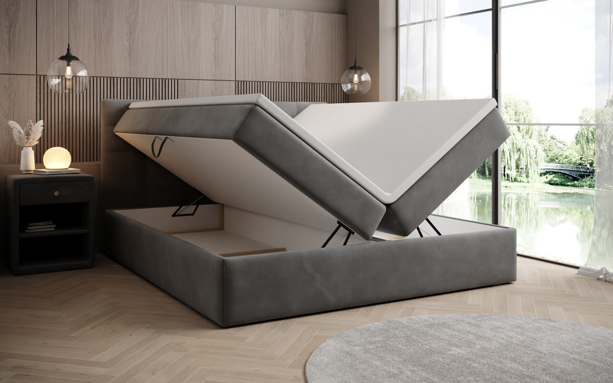 Boxspringbed Lux Fluweel met opbergruimte