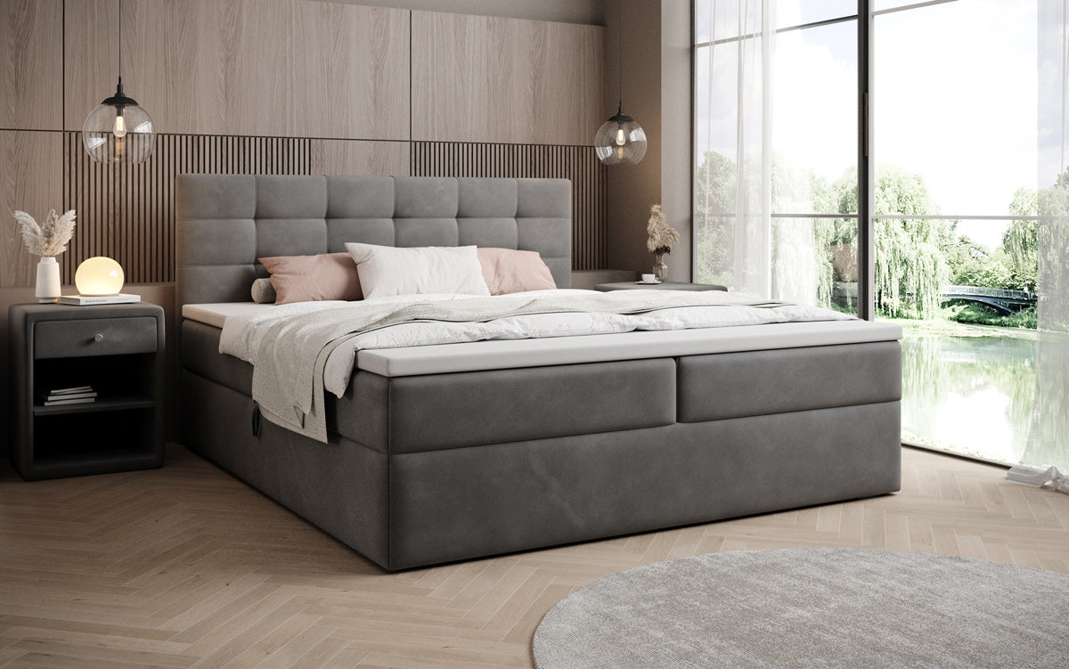 Boxspringbed Lux Fluweel met opbergruimte
