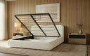 Design gestoffeerd bed Arosa in Bouclé met opbergruimte