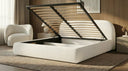 Design gestoffeerd bed Luma in Bouclé met opbergruimte