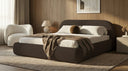 Design gestoffeerd bed Luma in Bouclé met opbergruimte