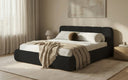 Design gestoffeerd bed Avelo in Bouclé met opbergruimte
