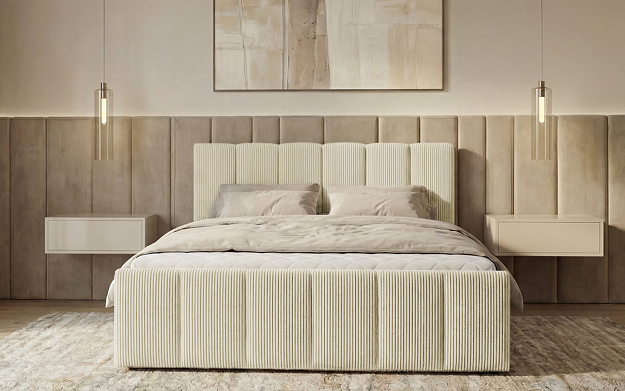 Boxspringbed Siena met opklapbare bergruimte in Ribstof
