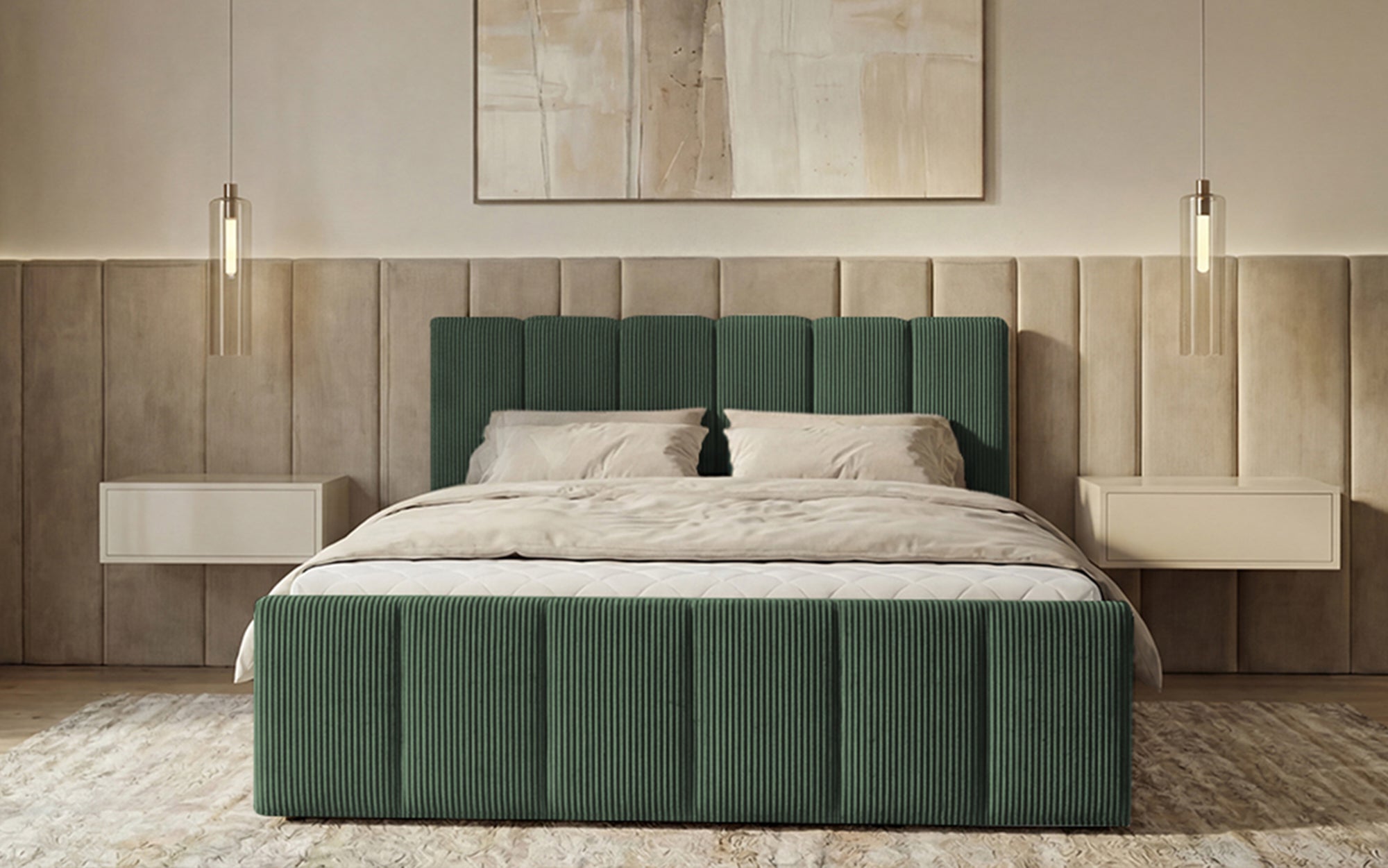 Boxspringbed Siena met opklapbare bergruimte in Ribstof