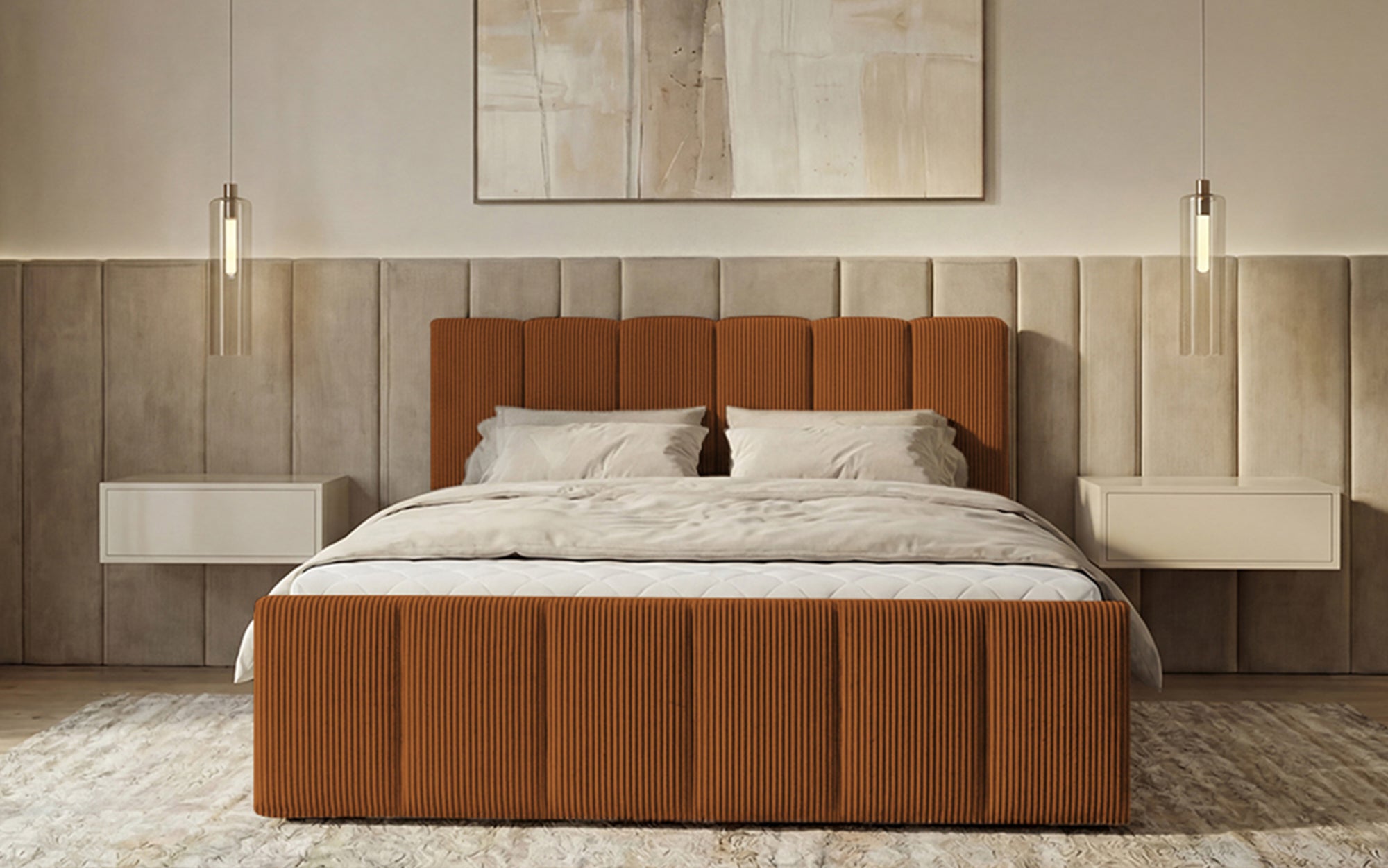 Boxspringbed Siena met opklapbare bergruimte in Ribstof