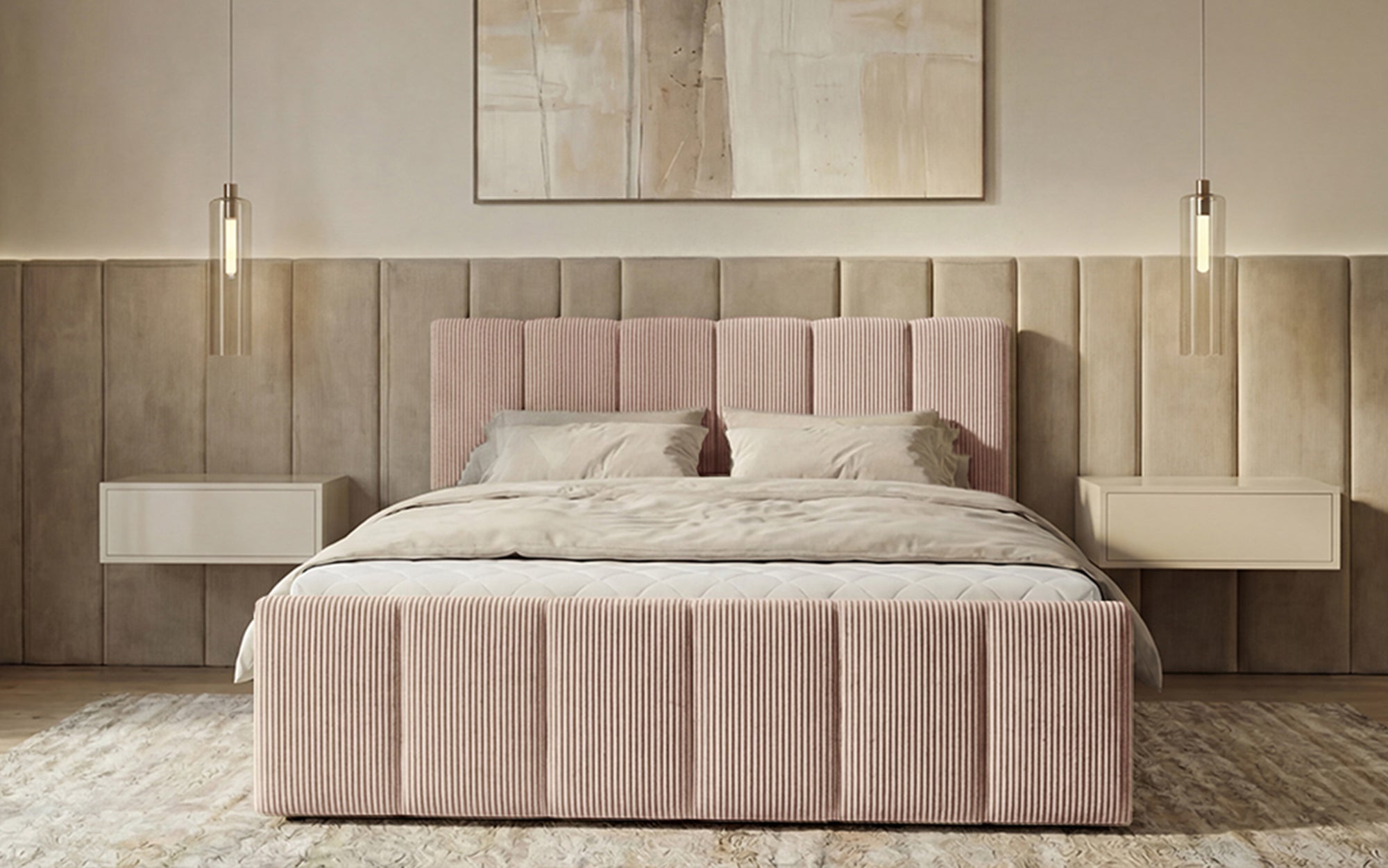 Boxspringbed Siena met opklapbare bergruimte in Ribstof