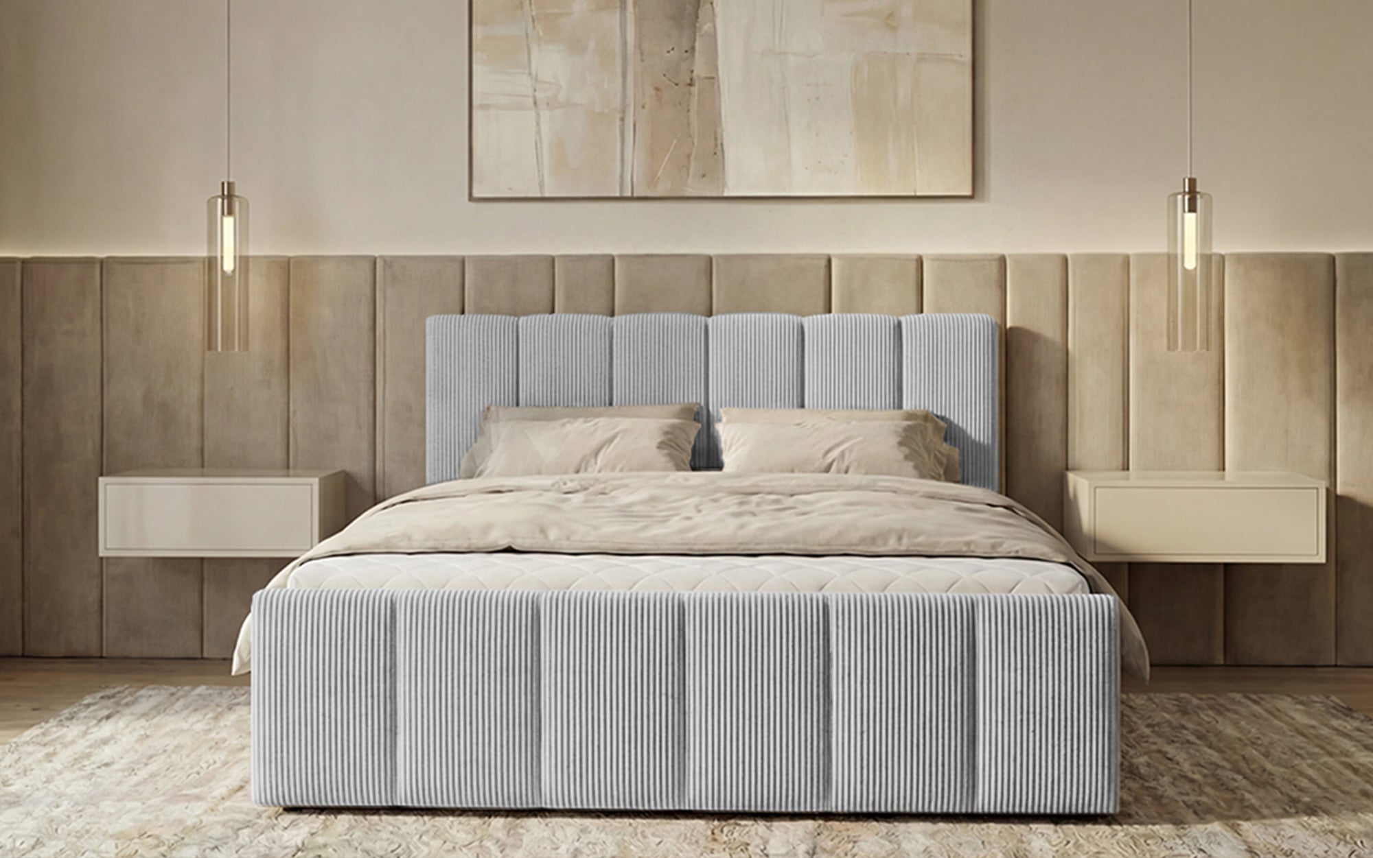 Boxspringbed Siena met opklapbare bergruimte in Ribstof