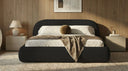 Design gestoffeerd bed Luma in Bouclé met opbergruimte
