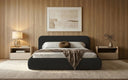 Design gestoffeerd bed Arosa in Bouclé met opbergruimte