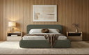 Design gestoffeerd bed Arosa in Bouclé met opbergruimte