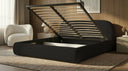 Design gestoffeerd bed Luma in Bouclé met opbergruimte